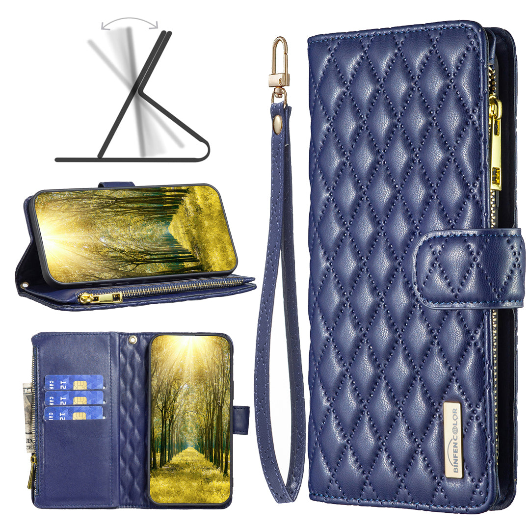 BINFEN COLOR BF Style-15 For Samsung Galaxy S23 FE Zipper Pocket Leather Cover Wallet Stand Phone Case BINFEN COLOR BF Style-15 For Samsung Galaxy S23 FE Zipper Pocket Leather Cover Wallet Stand Phone Case